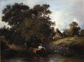 杜普雷·莱昂·维克多《池塘边的奶牛》